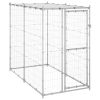 Outdoor Dog Kennel Galvanized Steel with Roof 43.3"x86.6"x70.9"